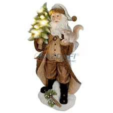 Home KDC 47 LED-es kerámia figura, Télapó, barna karácsonyfa izzósor