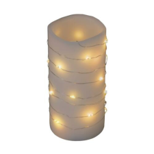 Home Micro LED-es elemes füzér, lapos elemtartóval, melegfehér karácsonyfa izzósor