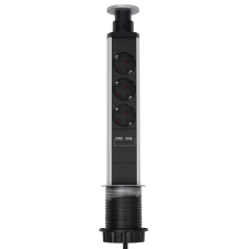 Home NVE 3/USB 230V Süllyeszthető elosztó 3 aljzatos 1.4m - Fekete hosszabbító, elosztó