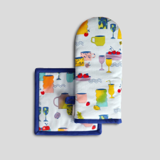 HOME & YOU pamut edényfogó kesztyű és alátét, színes edények lakástextília