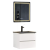 homedepo Hongkong White 60 komplett fürdőszoba bútor fali mosdószekrénnyel, fekete slim kerámia mosdóval és tükörrel