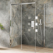 homedepo Mexen Omega 150X90 cm aszimmetrikus szögletes tolóajtós zuhanykabin 8 mm vastag vízlepergető biztonsági üveggel, 190 cm magas kád, zuhanykabin
