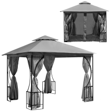 Homelux Kerti pavilon 3x3 m szúnyoghálóval szürke kerti bútor