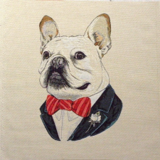 HomeTextiles FRICI, francia bulldog mintás jacquard párna panel méteráru