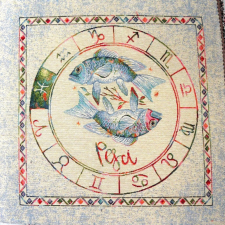HomeTextiles HOROSZKÓP, jacquard párna panel - HALAK méteráru