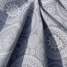 HomeTextiles Mandala mintás, szürke, fehér loneta, dekorvászon méteráru