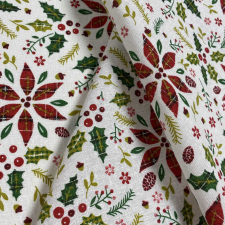 HomeTextiles MIKULÁSVIRÁG, karácsonyi lakástextil, dekorvászon karácsonyi textilia