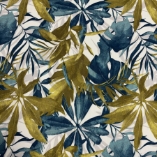 HomeTextiles MODERN LEVELES, pálma, levél mintás loneta dekorvászon méteráru