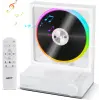  Hordozható CD lejátszó, Bluetooth 5.3 távirányítóval, RGB LED lámpák, HiFi hangszóró, LED kijelző, átírási funkció, kártyanyílás, 4000 mAh akkumulátor, fehér