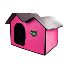  Hordozható kisállat két tetős házikó - Rózsaszín szállítóbox, fekhely kutyáknak