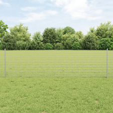  horganyzott drótkerítés 10 U oszloppal Ezüst 0.6x25 m Acél építőanyag