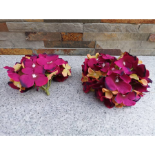  Hortenzia fej selyemvirág fej 15 cm zöldes lila dekoráció