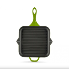 Hósse zománcozott öntöttvas grill serpenyő 28cmx28cm, zöld (HOS-KIEG-008) edény