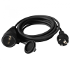  Hosszabbító, fekete, 10m, gumírozott, 3x1,5nmm