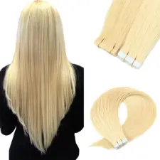  Hosszú Platina Szőke Póthaj Valódi Emberi Hajból 60 cm #613 póthaj