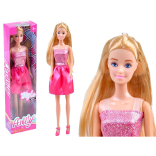 Hosszú szőke hajú anily baba rózsaszín kisruhában (30 cm) baba