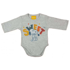 Hosszú ujjú baba body Snoopy mintával (68) - szürke kombidressz, body