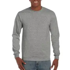  Hosszú ujjú pamut póló kerek nyakkivágással, Gildan GIH400, Graphite Heather-4XL