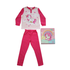  Hosszú vékony pamut gyerek pizsama - Unikornis - Jersey - pink - 122