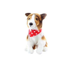 Hosszúszőrű collie plüss sállal - környezetbarát plüssfigura