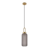 House Nordic Luton függőlámpa, matt füstös üveg, rézszínű foglalat, henger alakú, 13 cm, 150 cm-es szövetkábel