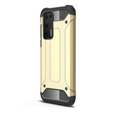 Huawei Huawei P40, Műanyag hátlap védőtok, Defender, fémhatású, arany tok és táska
