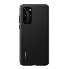 Huawei műanyag telefonvédő (bőr hatású hátlap) FEKETE tok és táska