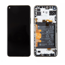Huawei P40 Lite 5G komplett lcd kijelző érintőpanellel akkumulátorral, fekete mobiltelefon, tablet alkatrész