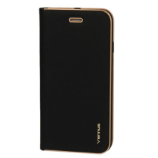 Huawei P40 Pro, Oldalra nyíló flip tok, Vennus, fekete tok és táska