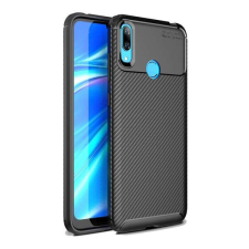 Huawei Szilikon telefonvédő (közepesen ütésálló, légpárnás sarok, karbon minta) FEKETE [Huawei Y7 2019 (... tok és táska