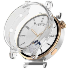 HUAWEI Watch GT 4 41mm, Okosóra szilikontok, kijelzővédős, Átlátszó okosóra kellék