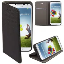  Huawei Y5 2018 Telefontok - fekete mágneses szilikon keretes könyvtok tok és táska