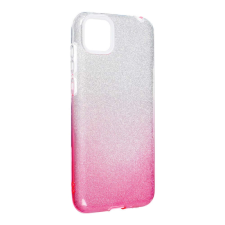 Huawei Y5P szilikon tok, csillámos, hátlap tok, pink-ezüst tok és táska