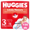 Huggies Little Movers 3-as, 4-9 kg, 2x78 db - HAVI pelenkacsomag + AJÁNDÉK Huggies törlőkendő