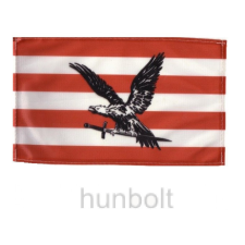 Hunbolt Árpád sávos fekete turulos zászló 15x25 cm, 40 cm-es műanyag fehér pálcával dekoráció