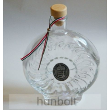 Hunbolt Boros/pálinkás 0,5 l-es üvegkulacs, lófejes ón matricával pálinkás pohár