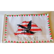 Hunbolt Farkasfogas árpádsávos Nagy-Magyarország fekete turulos motoros zászló, 25X35 cm dekoráció