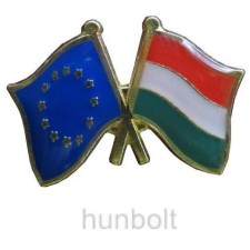 Hunbolt Kitűző, páros zászló EU-Magyar jelvény 26x15 mm kitűző