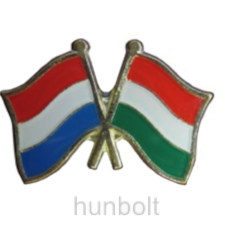 Hunbolt Kitűző, páros zászló Luxemburg-Magyar jelvény 26x15 mm kitűző