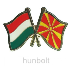 Hunbolt Kitűző, páros zászló Magyar- Észak-Macedón jelvény 26x15 mm kitűző