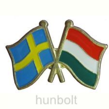 Hunbolt Kitűző, páros zászló Svéd -Magyar jelvény 26x15 mm kitűző