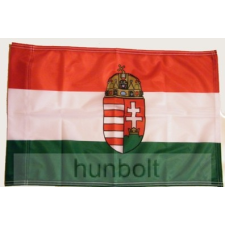 Hunbolt Nemzeti színű címeres zászló 100x200 cm, bal oldalon ringlivel dekoráció