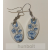 Hunbolt Ovális kék kalocsai mintás fehér porcelán fülbevaló 3,3 x 1,7 cm