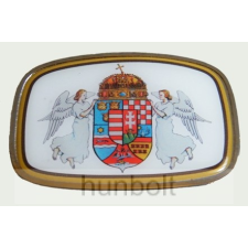 Hunbolt Szögletes angyalos címeres övcsat 9,5x6,5cm, ezüst színű kerettel. férfi ruházati kiegészítő