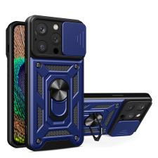 Hurtel Armor Camshield tok állvánnyal és kameravédővel iPhone 15 Pro Max hibrid Armor Camshield tok - Kék tok és táska