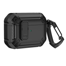 Hurtel Armor tok karabínerrel AirPods 4 - fekete fülhallgató, fejhallgató tok