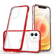 Hurtel Átlátszó 3az1ben tok iPhone 12 gél telefontok piros tok és táska