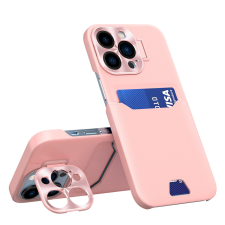 Hurtel Bőr állvány tok iPhone 14 Pro kártya pénztárca tok állvány rózsaszín tok és táska