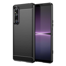 Hurtel Carbon Case Sony Xperia 1 V rugalmas szilikon carbon tok fekete tok és táska