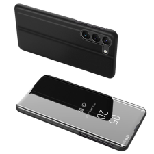 Hurtel Clear View tok Samsung Galaxy S23 flip cover fekete tok és táska